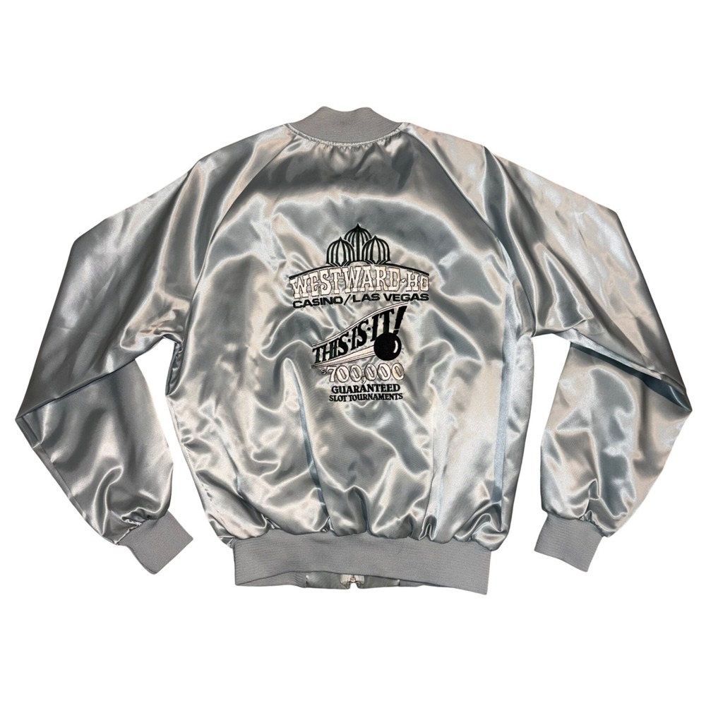 Vintage Taylor Made Westward Ho Casino Las Vegas Satin Bomber Jacket Mens Medium